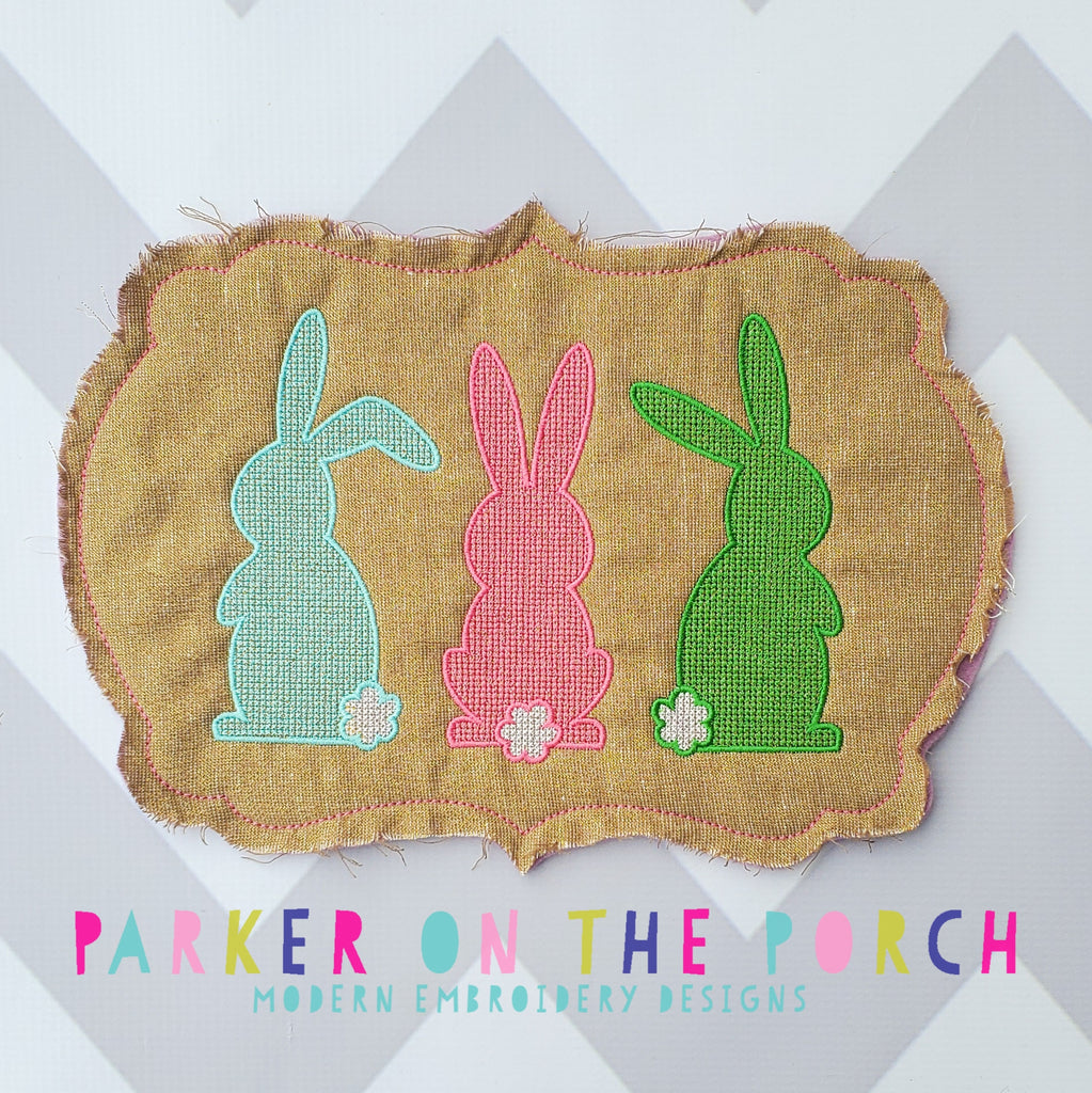 Digital Download- Cross Stitch Bunny Trio - Embroidery Fill - in the hoop machine embroidery ITH pattern