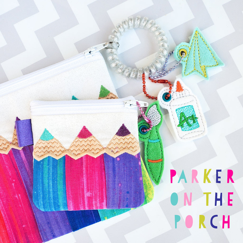 Digital Download- Pop of Color Top Zip Zipper Bag - in the hoop machine embroidery ITH pattern