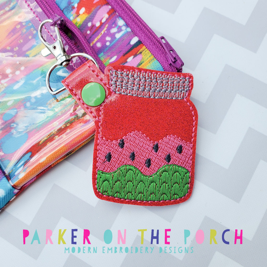 Digital Download- Watermelon Mason Jar Snaptab - in the hoop machine embroidery ITH pattern