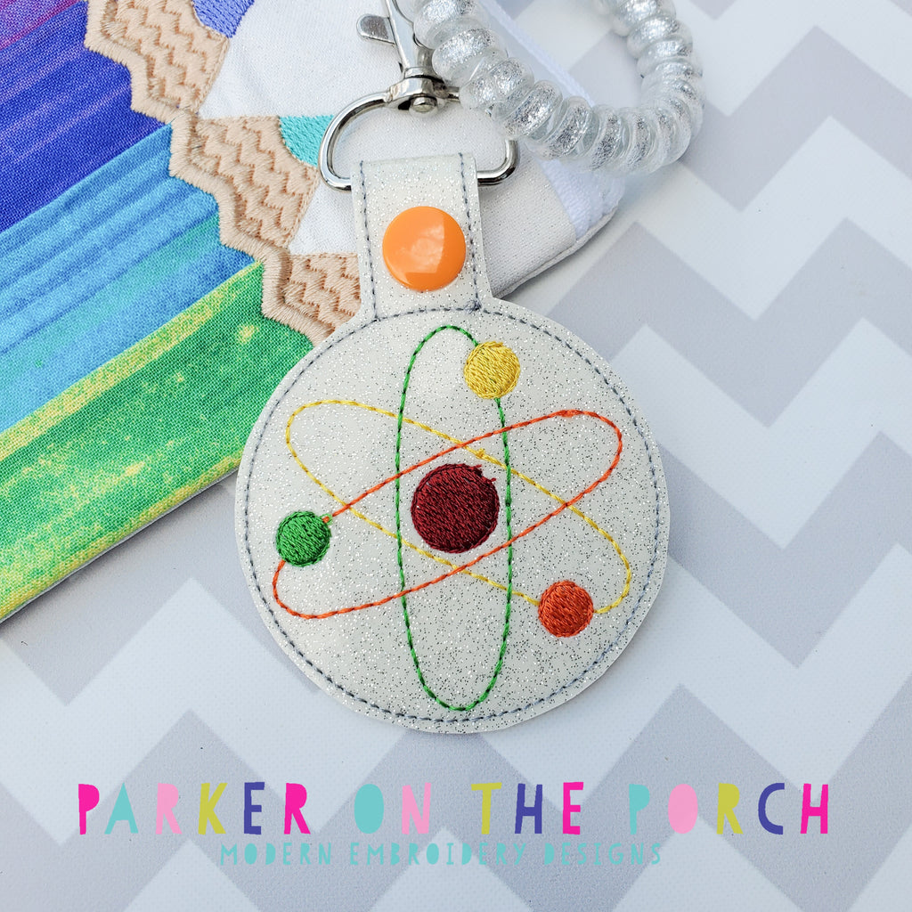 Digital Download - Atom Snaptab - in the hoop machine embroidery ITH pattern