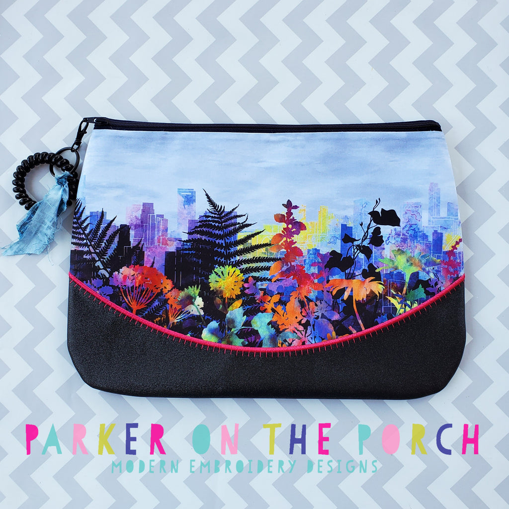 Digital Download - Clutch 2.0 Top Zip Zipper Bag - in the hoop machine embroidery ITH pattern