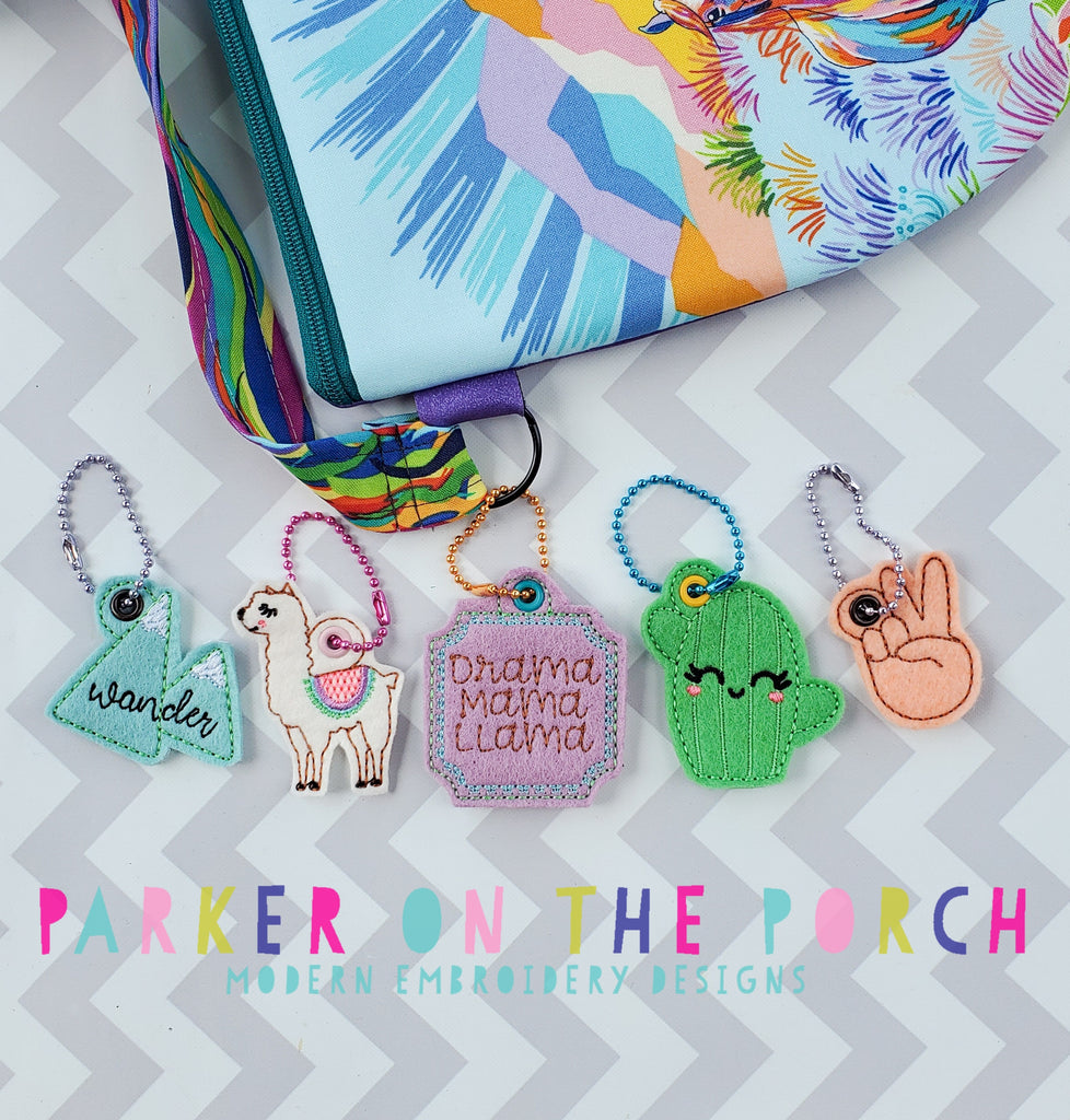 Digital Download - Llama Party Charm Set - in the hoop machine embroidery ITH pattern