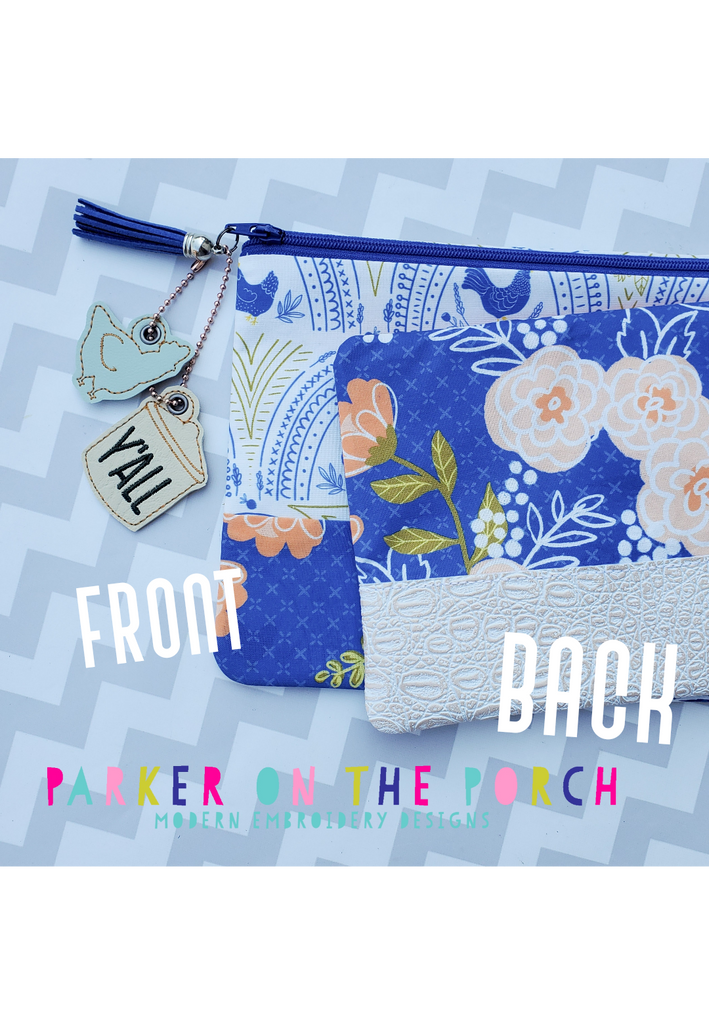 Digital Download - The Horizon Zipper Bag - in the hoop machine embroidery ITH pattern
