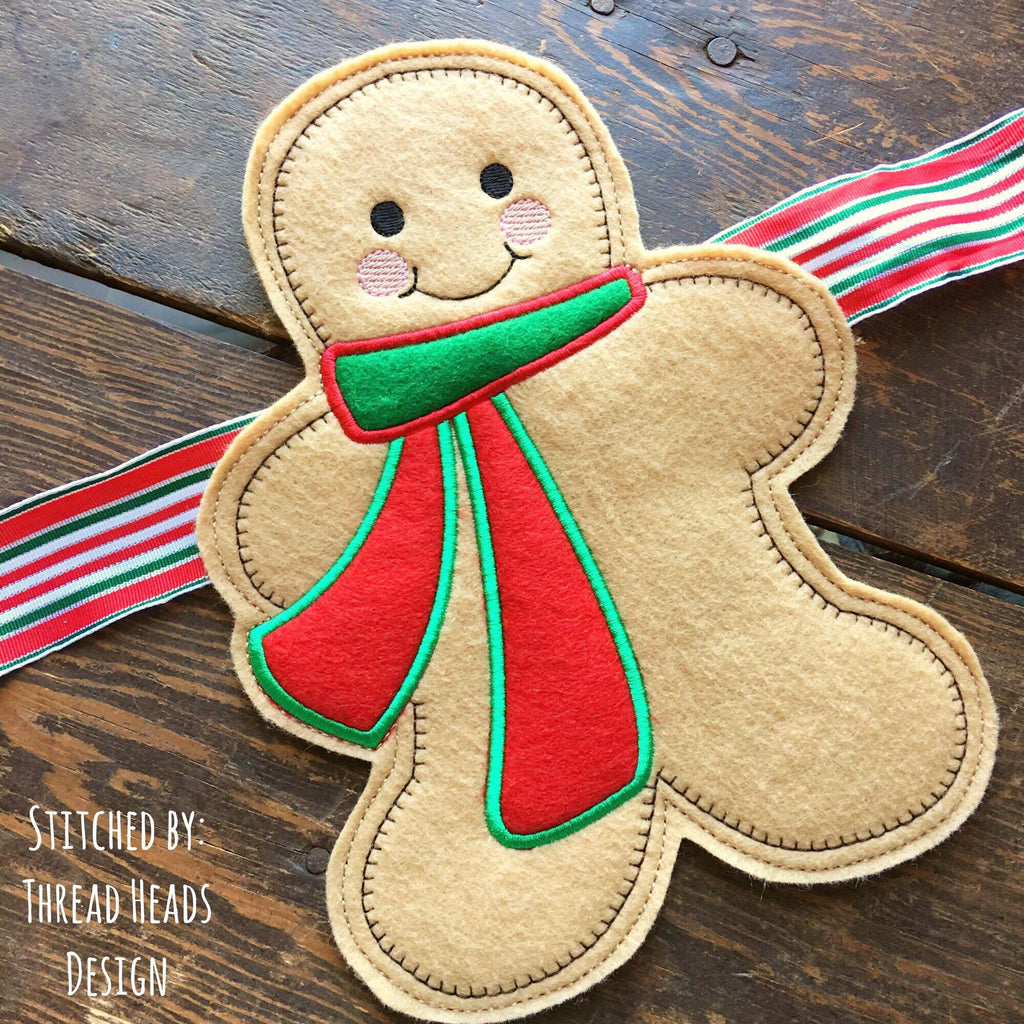 Digital Download- Gingerbread Man Banner - in the hoop machine embroidery ITH pattern