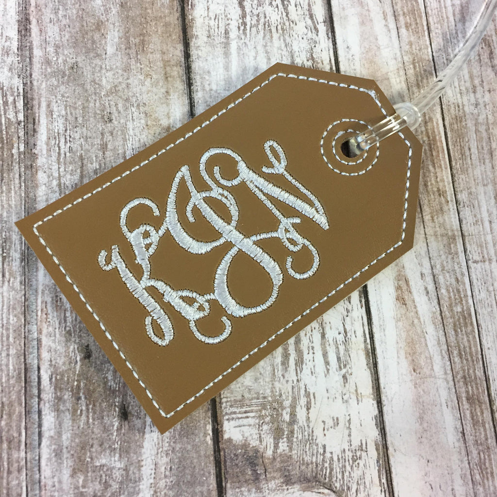Digital Download- Luggage Tag - Gift Tag - in the hoop machine embroidery ITH pattern